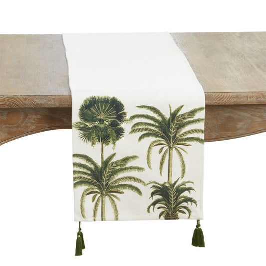 Everyday / All Season Green Palm Tree Table Runner, 100% cotton
