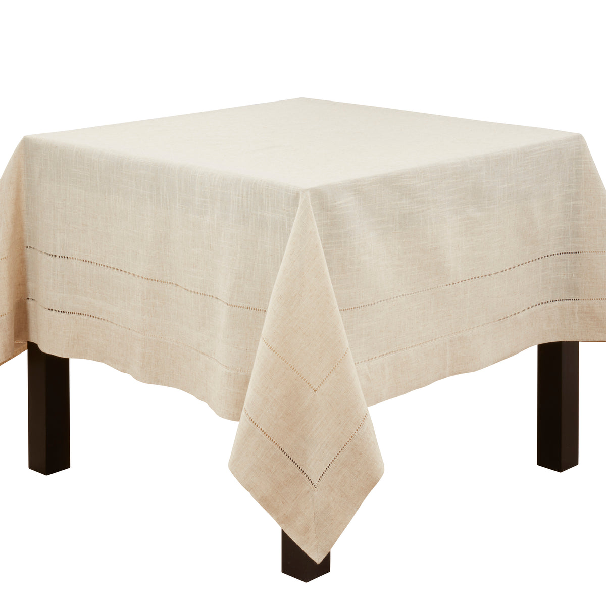Natural Beige Tuscany Double Hemstitched Special Occasion Tablecloth  80% polyester - 20% linen