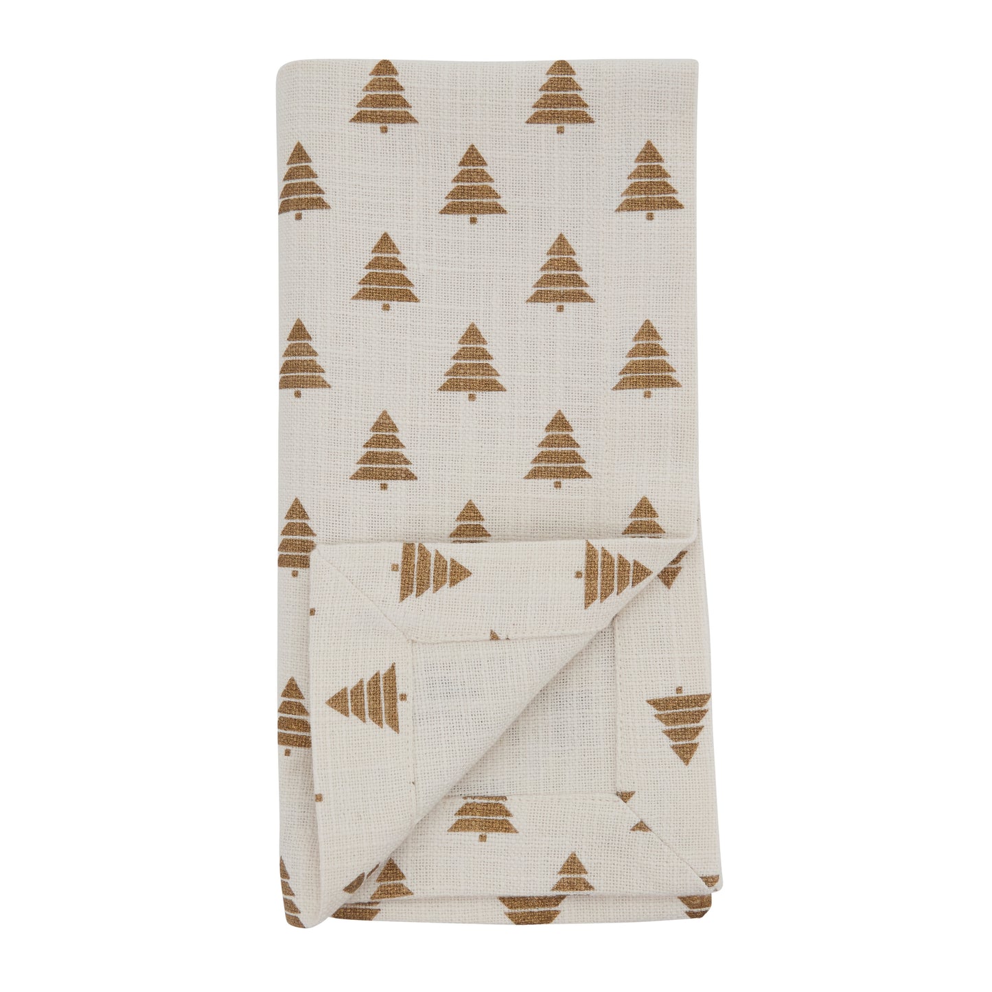 Gold Christmas Trees Napkins 100% cotton, 20 Inch Square (4 pcs.)