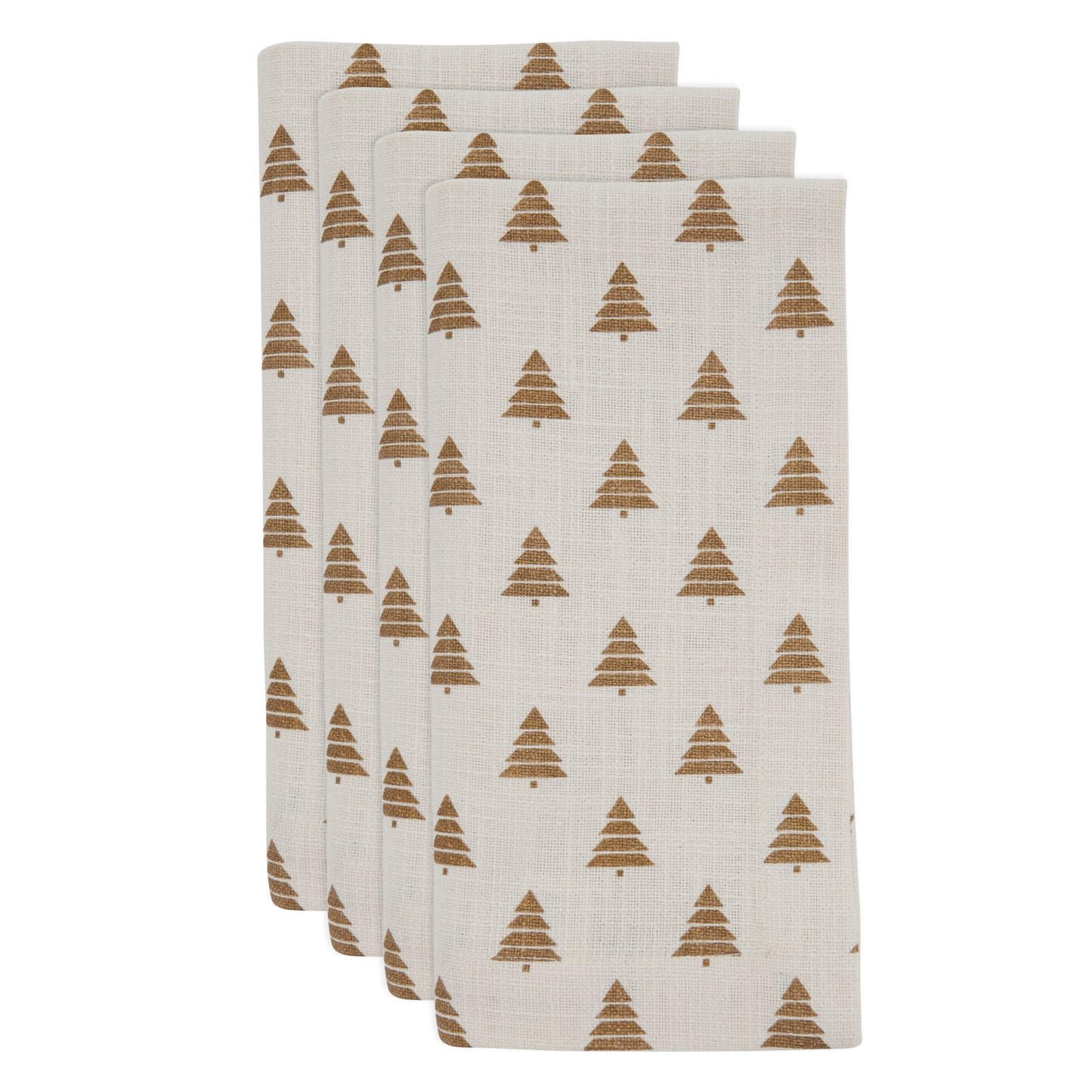 Gold Christmas Trees Napkins 100% cotton, 20 Inch Square (4 pcs.)
