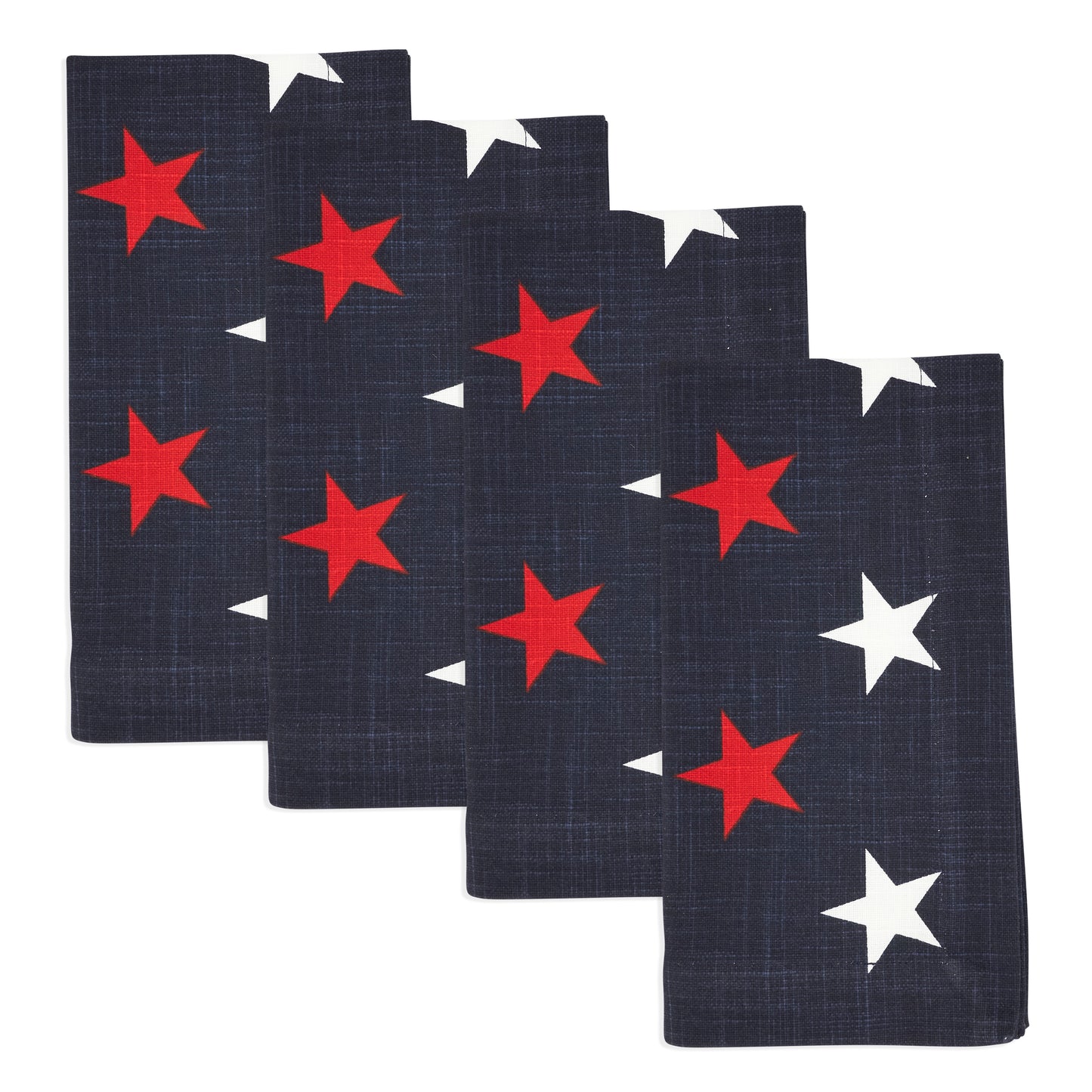 Red/White/Blue Americana Stars Napkins 100% cotton, 20 Inch Square (4 pcs.)