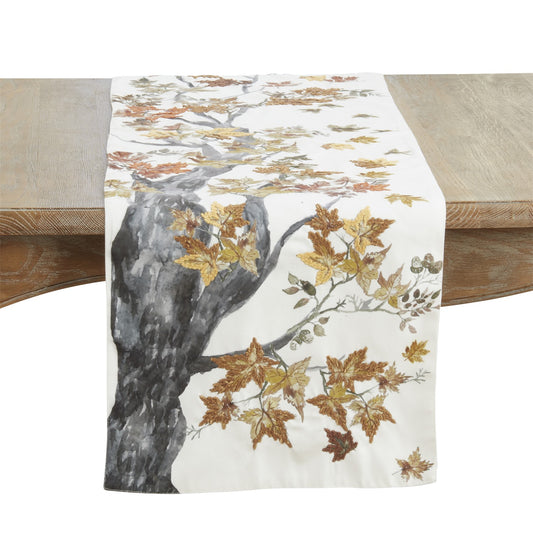 Thanksgiving / Fall Harvest Multi Fall Tree Table Runner, 100% Polyester