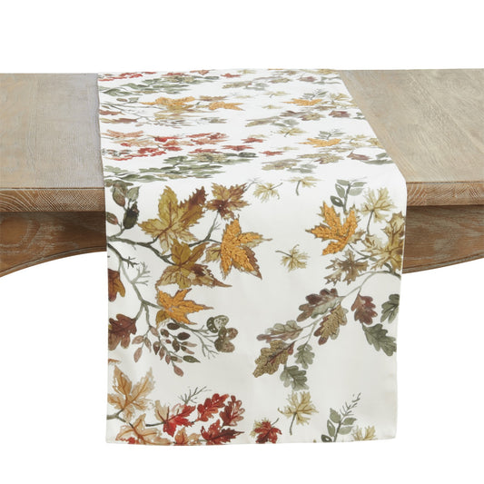 Thanksgiving / Fall Harvest Multi Fall Leaves Table Runner, 100% Polyester