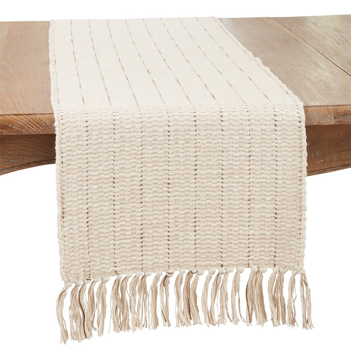 Everyday / All Season Natural Beige Stripe Table Runner, 100% cotton