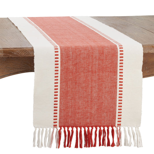 Everyday / All Season Orange Stripe Table Runner, 100% cotton