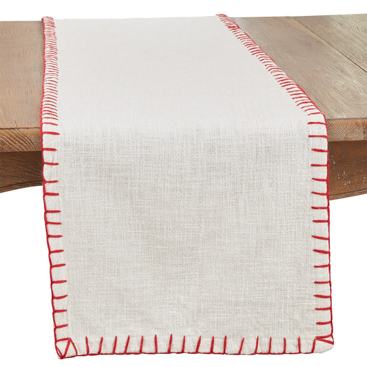 Everyday / All Season White Chunky Whip Stitch Table Runner, 100% cotton