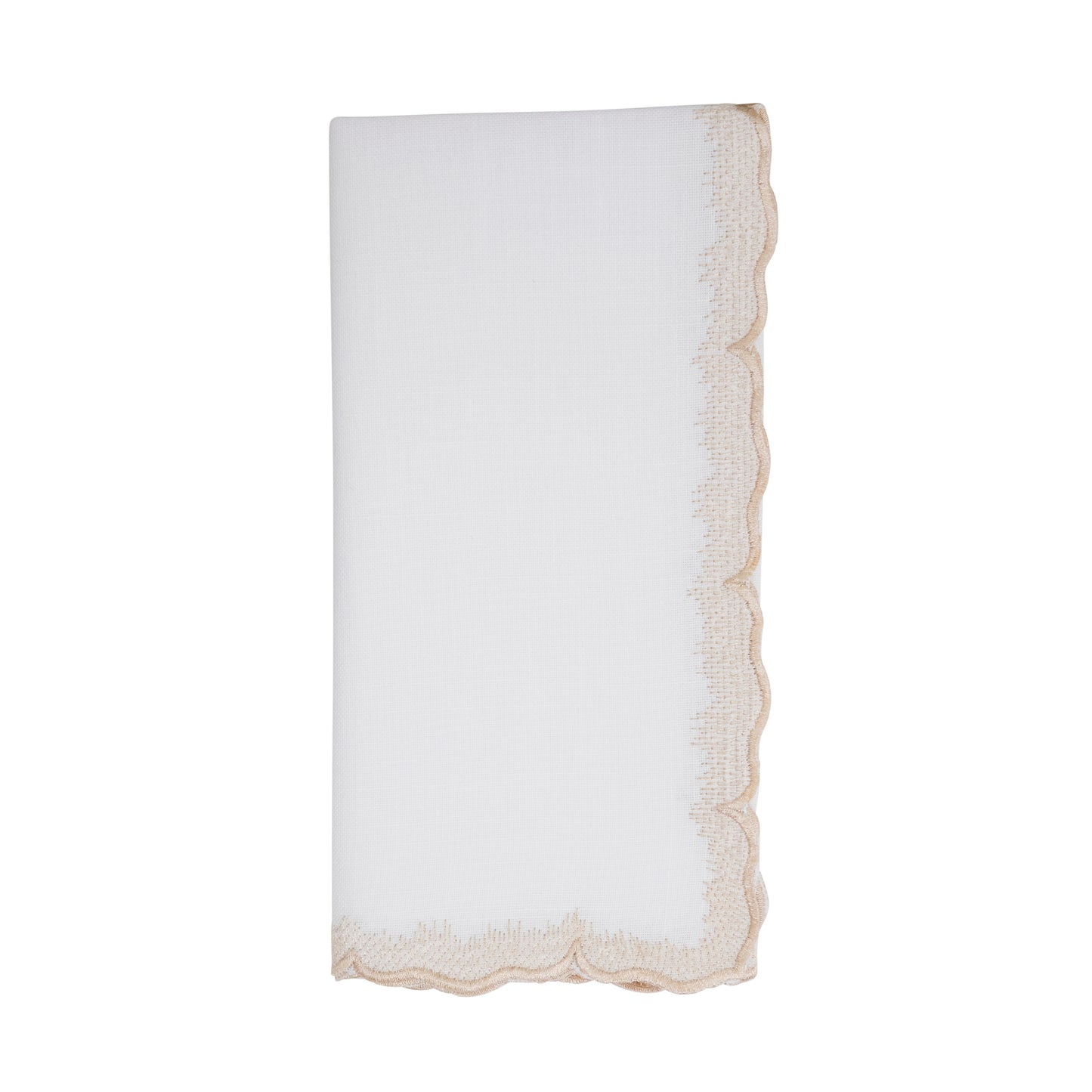 Champagne Scalloped Embroidered Napkins 100% polyester, 20 Inch Square (4 pcs.)