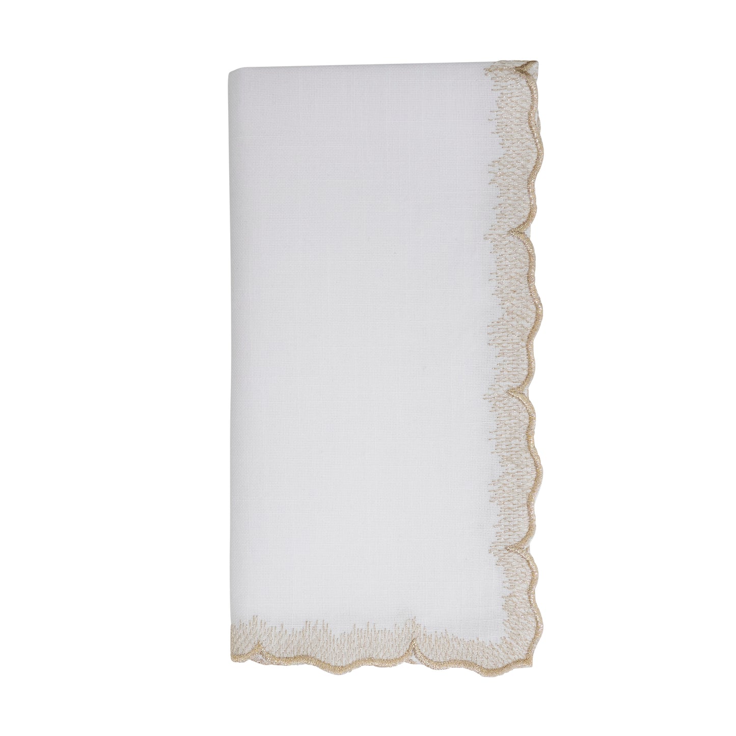 Gold Scalloped Embroidered Napkins 100% polyester, 20 Inch Square (4 pcs.)