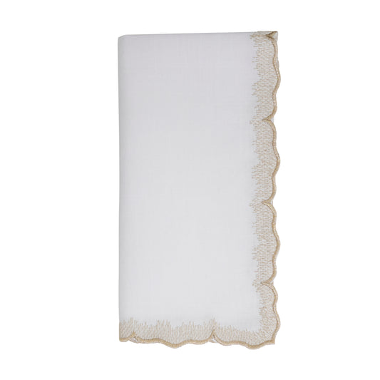 Gold Scalloped Embroidered Napkins 100% polyester, 20 Inch Square (4 pcs.)