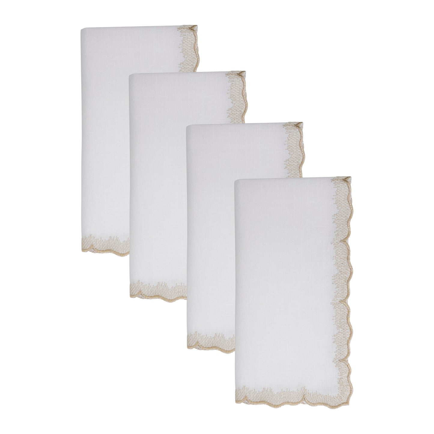 Gold Scalloped Embroidered Napkins 100% polyester, 20 Inch Square (4 pcs.)