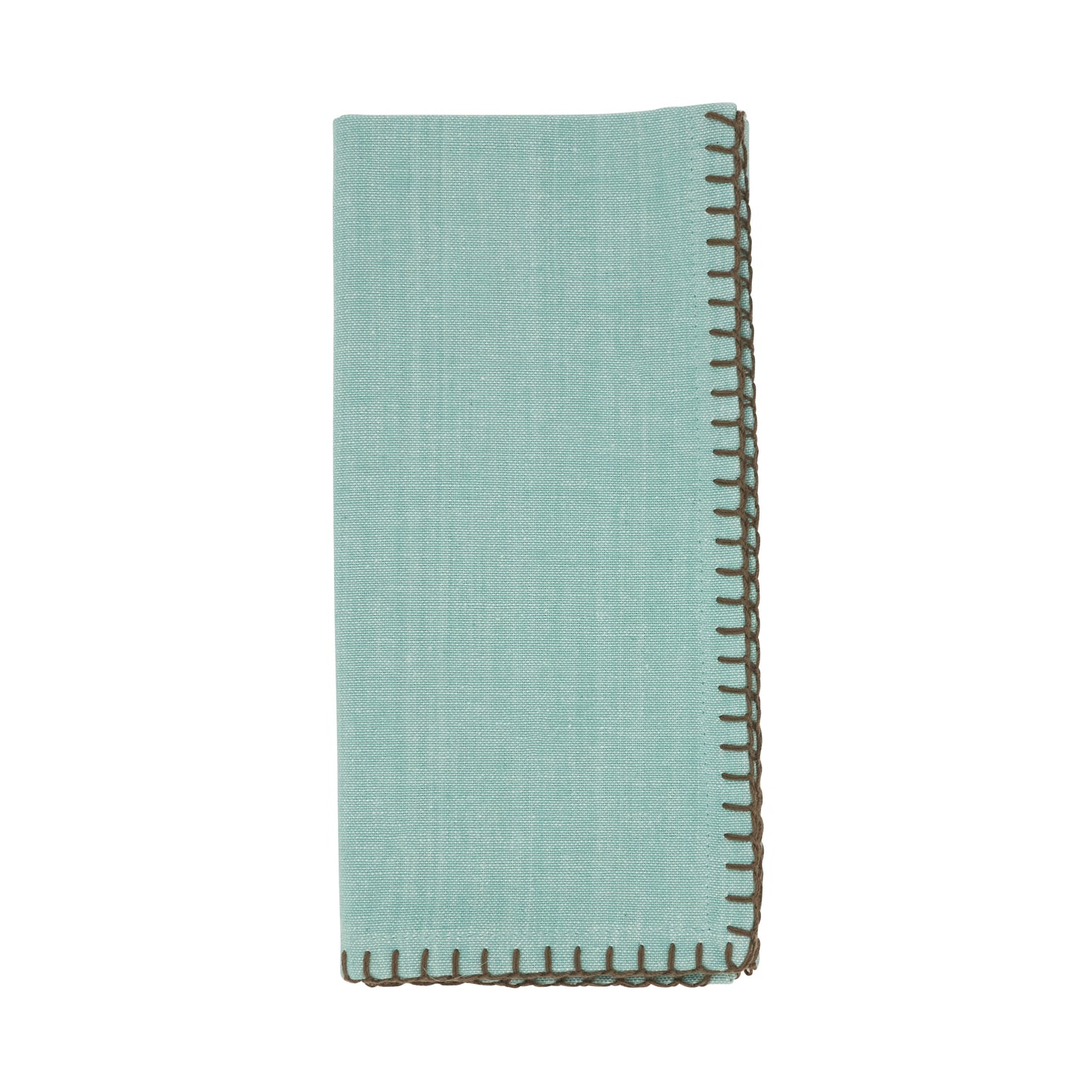 Aqua Whip Stitched Design Napkins 100% cotton, 20 Inch Square (4 pcs.)