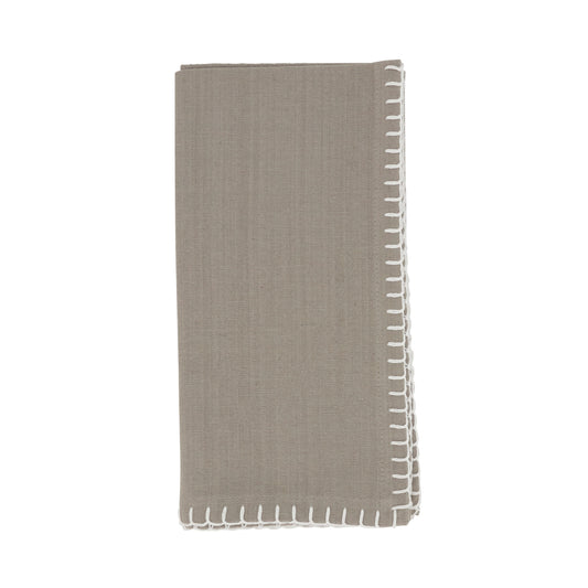 Grey Whip Stitched Design Napkins 100% cotton, 20 Inch Square (4 pcs.)