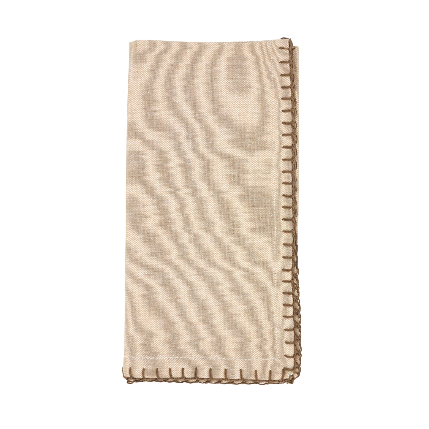 Natural Whip Stitched Design Napkins 100% cotton, 20 Inch Square (4 pcs.)
