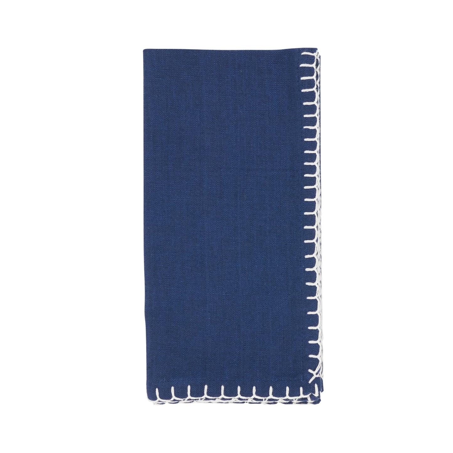 Navy Blue Whip Stitched Design Napkins 100% cotton, 20 Inch Square (4 pcs.)