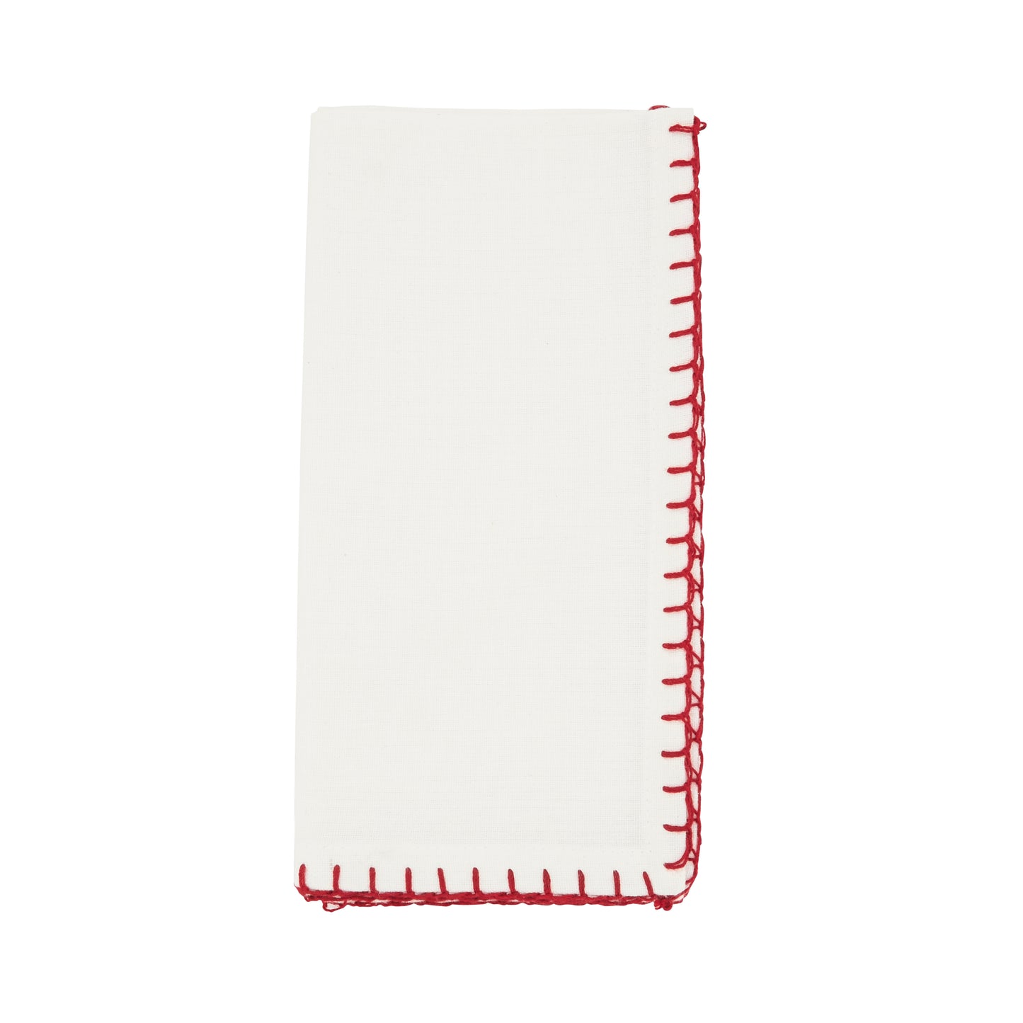 White/Red Whip Stitched Design Napkins 100% cotton, 20 Inch Square (4 pcs.)