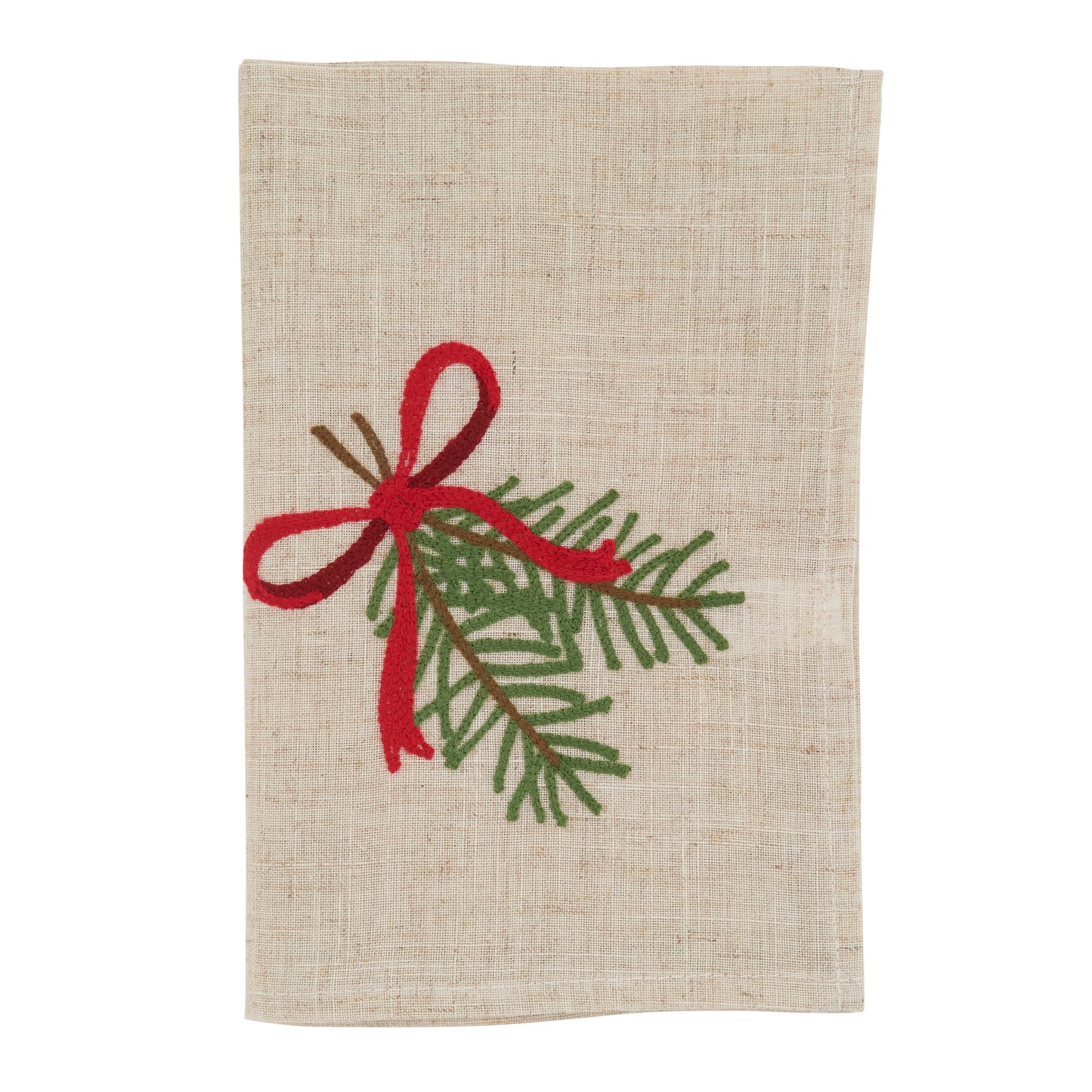 Natural Pine Needle And Bow Napkins 84% polyseter - 16% linen, 20 Inch Square (4 pcs.)