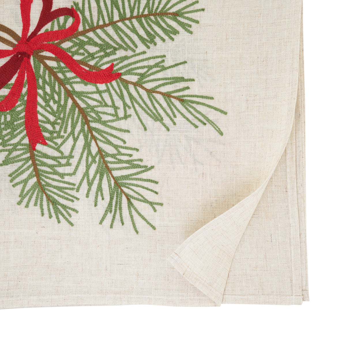 Natural Beige  Pine Needle And Bow Tablecloth  84% polyester - 16% linen