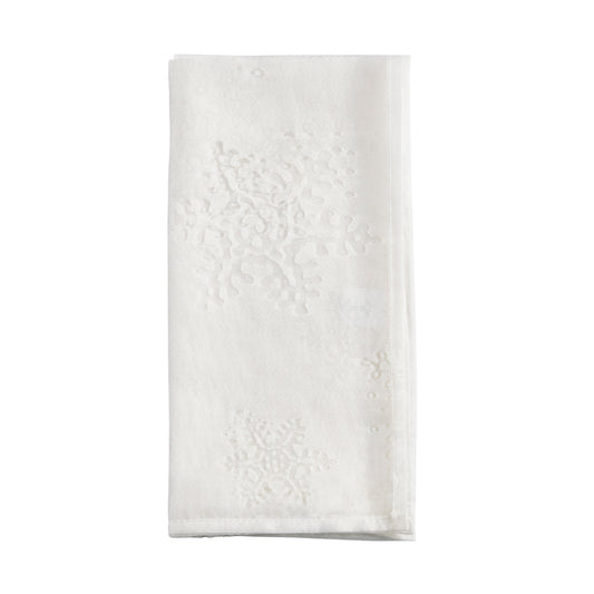 White Burnout Snowflake Design Napkins 100% Polyester, 20 Inch Square (4 pcs.)