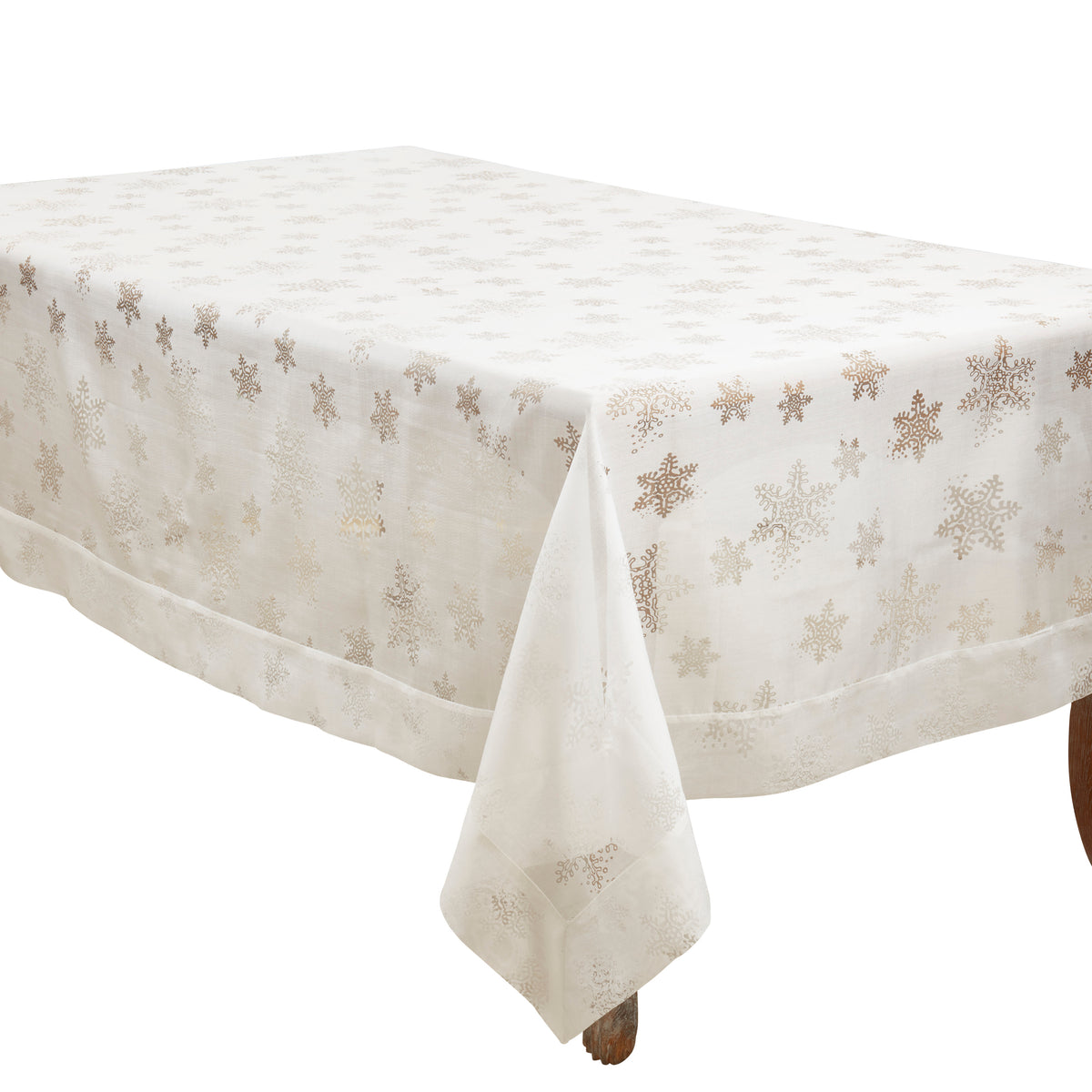 White  Burnout Snowflake Design Tablecloth  100% polyester