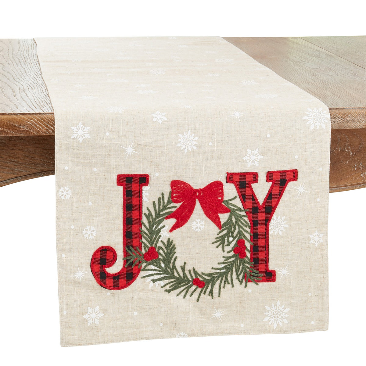 Christmas Natural Beige Joy Table Runner, 80% polyester - 20% linen