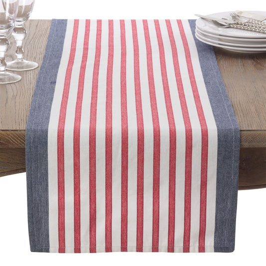 Everyday / All Season Navy Blue Striped Table Runner, 100% cotton