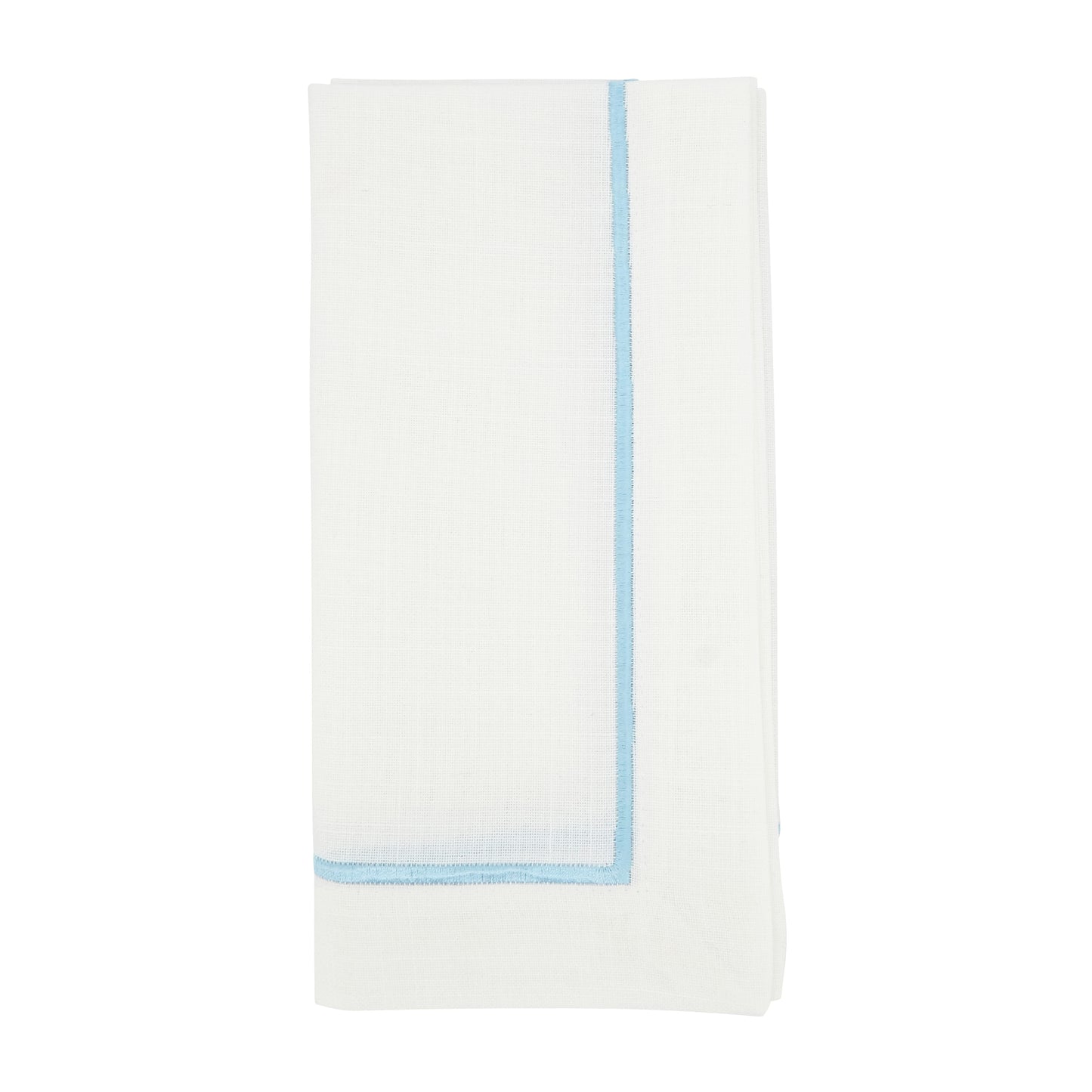 Aqua Embroidered Line Design Napkins 100% Polyester, 20 Inch Square (4 pcs.)