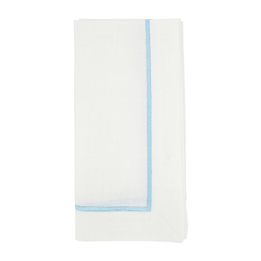 Aqua Embroidered Line Design Napkins 100% Polyester, 20 Inch Square (4 pcs.)