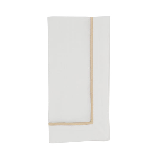 Champagne Embroidered Line Design Napkins 100% Polyester, 20 Inch Square (4 pcs.)