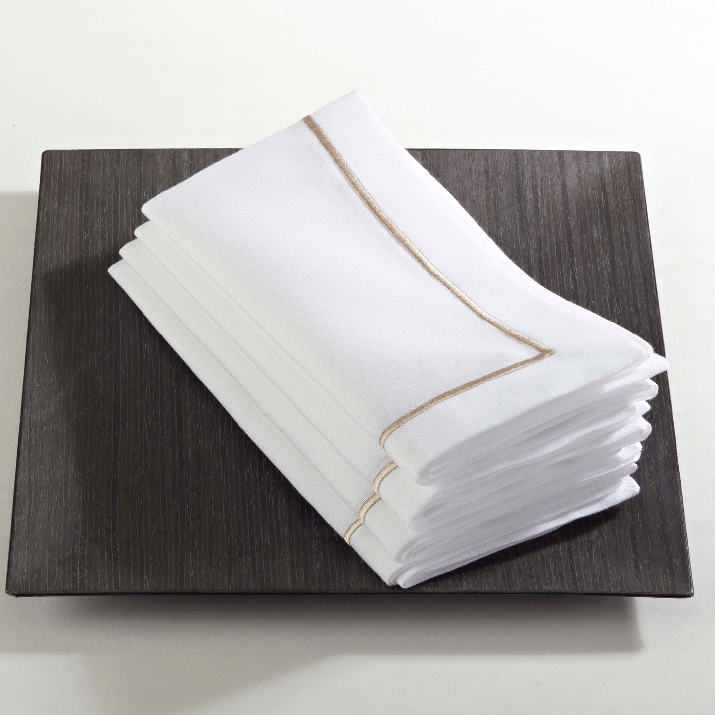 Champagne Embroidered Line Design Napkins 100% Polyester, 20 Inch Square (4 pcs.)