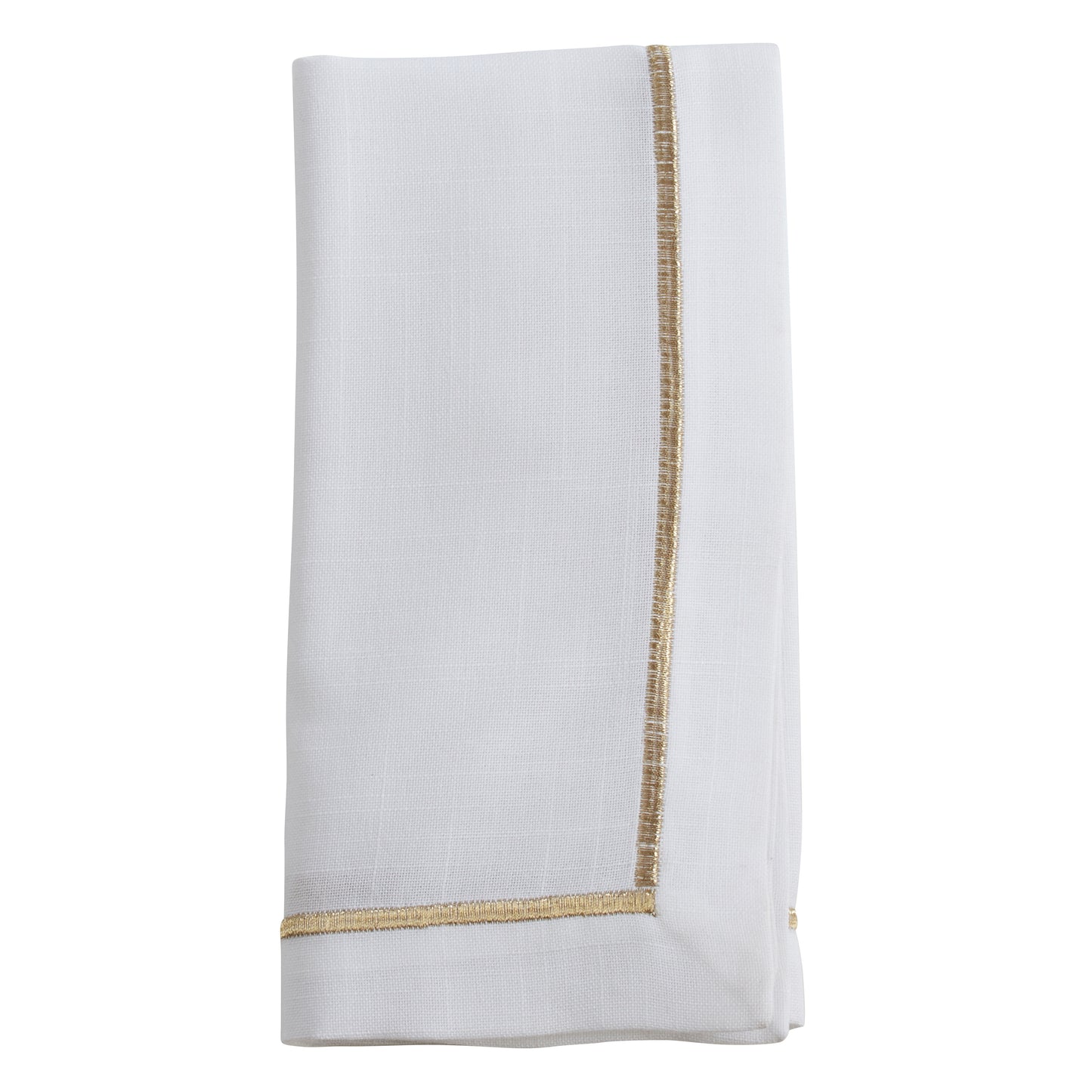 Gold Embroidered Line Design Napkins 100% Polyester, 20 Inch Square (4 pcs.)