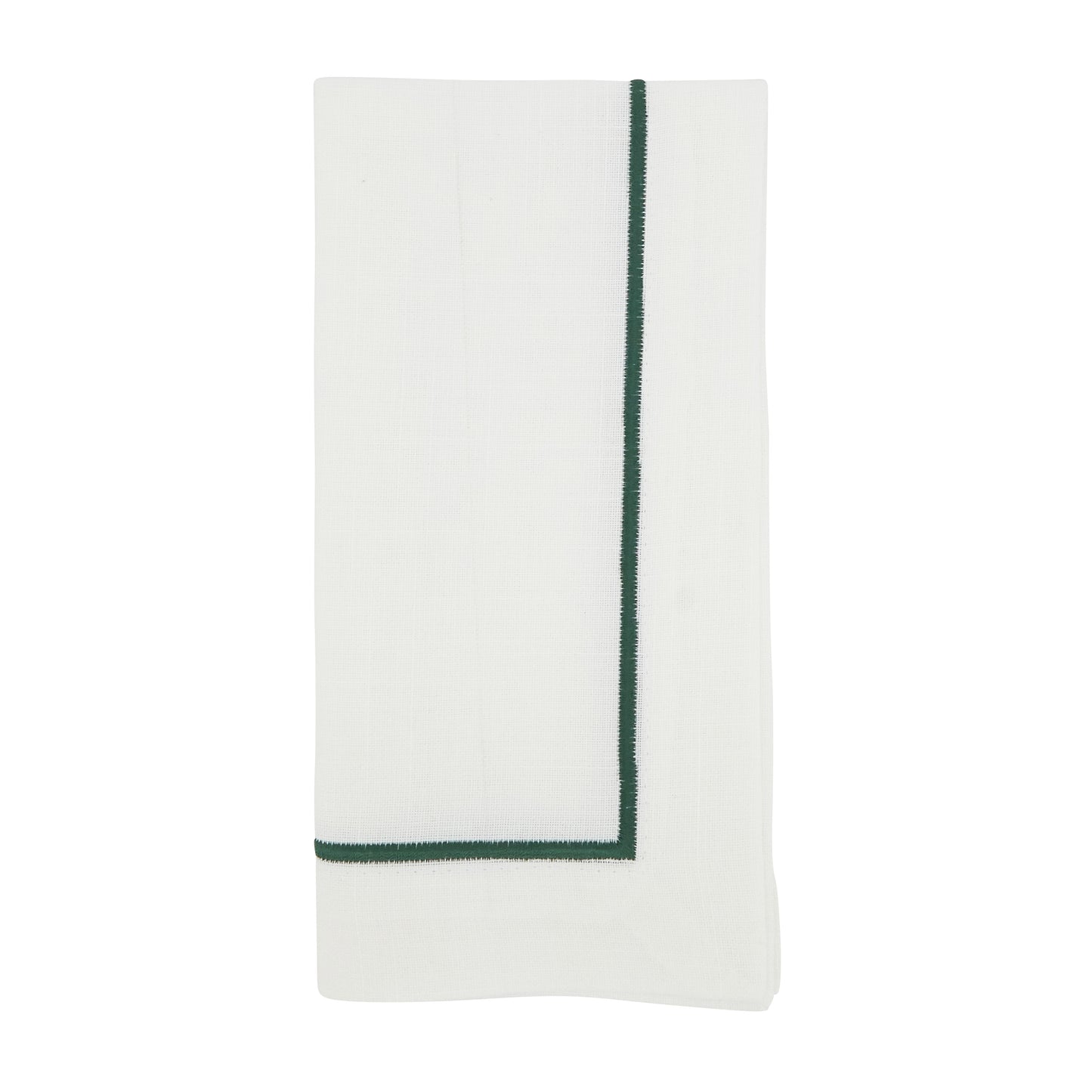 Jasper Green Embroidered Line Design Napkins 100% Polyester, 20 Inch Square (4 pcs.)