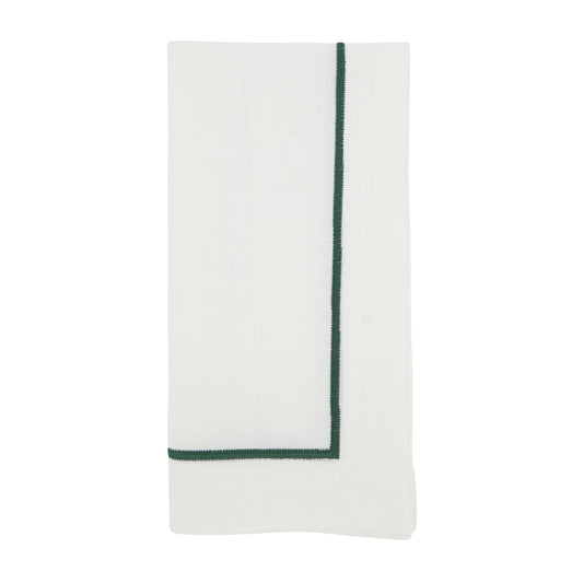Jasper Green Embroidered Line Design Napkins 100% Polyester, 20 Inch Square (4 pcs.)