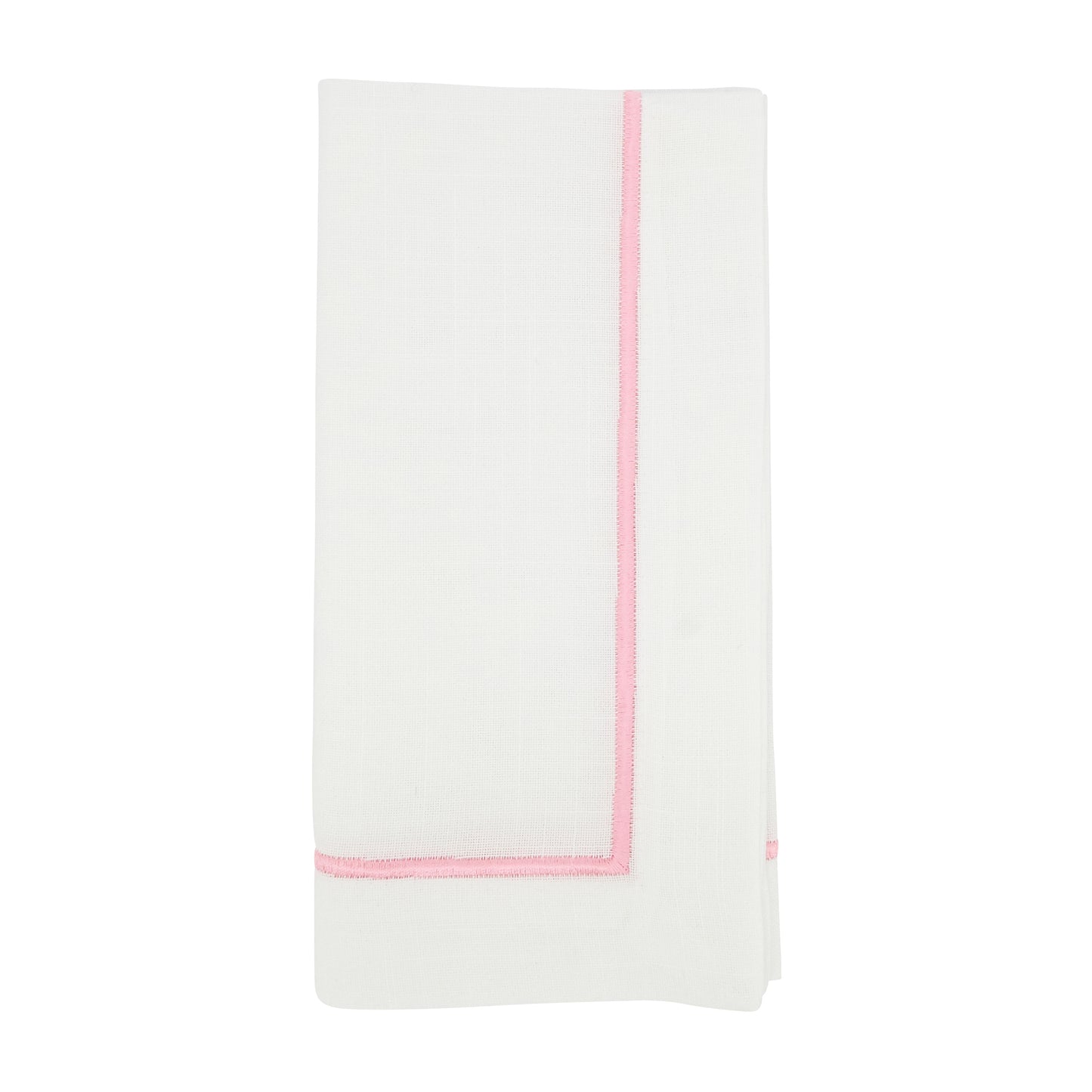 Pink Embroidered Line Design Napkins 100% Polyester, 20 Inch Square (4 pcs.)