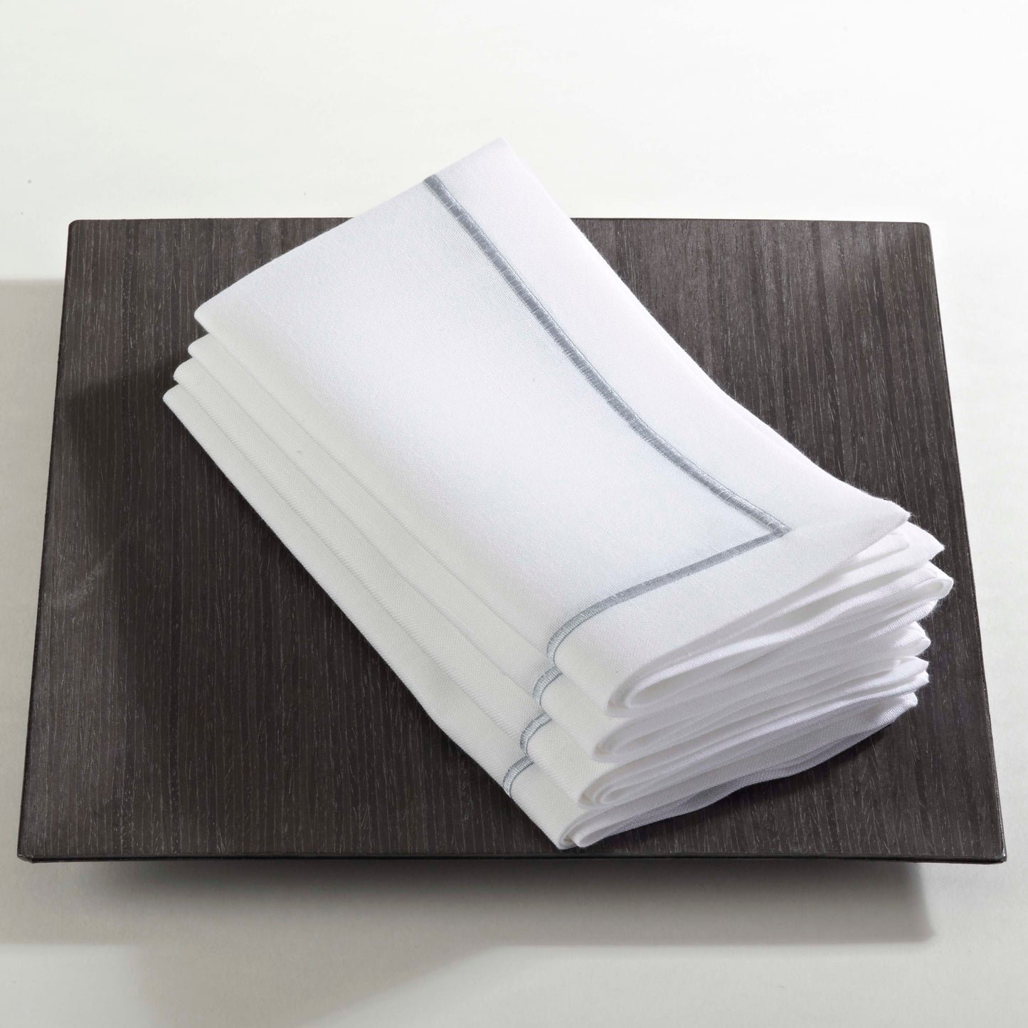 Platinum Embroidered Line Design Napkins 100% Polyester, 20 Inch Square (4 pcs.)