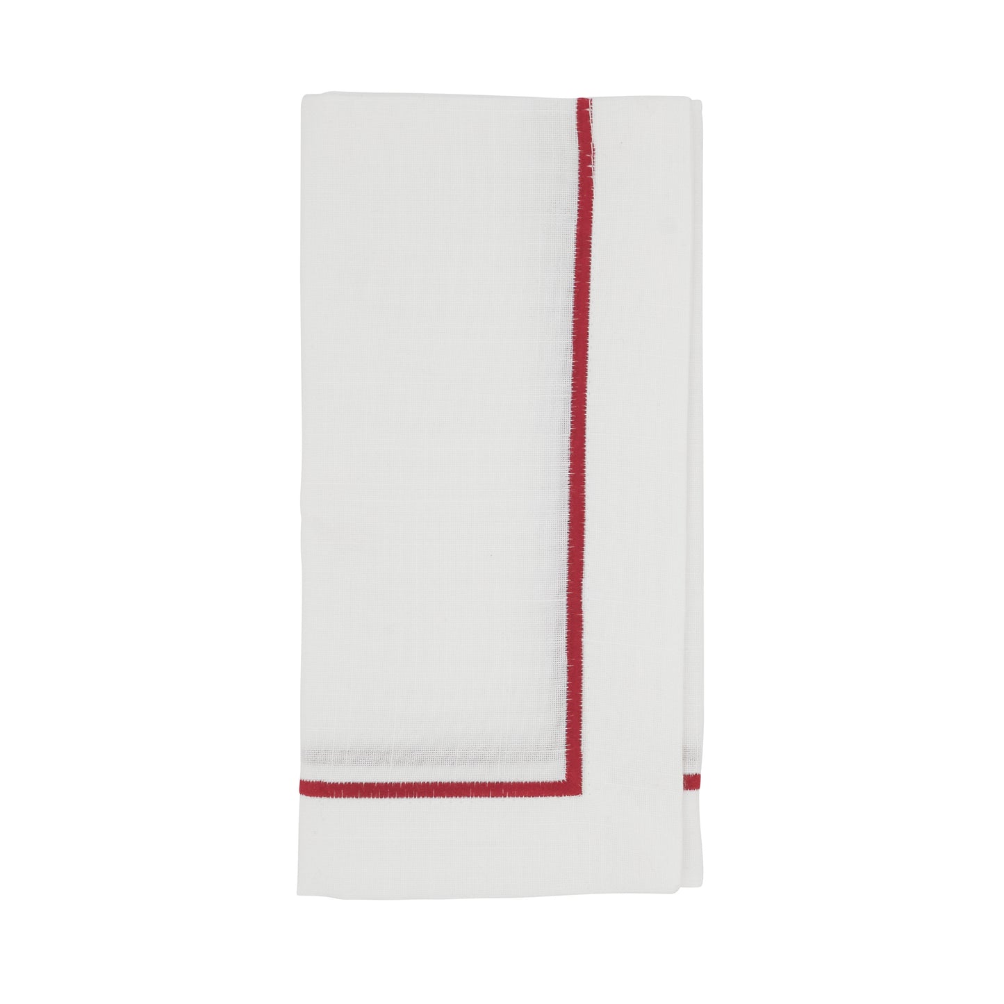 Red Embroidered Line Design Napkins 100% Polyester, 20 Inch Square (4 pcs.)