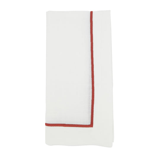 Rust Embroidered Line Design Napkins 100% Polyester, 20 Inch Square (4 pcs.)