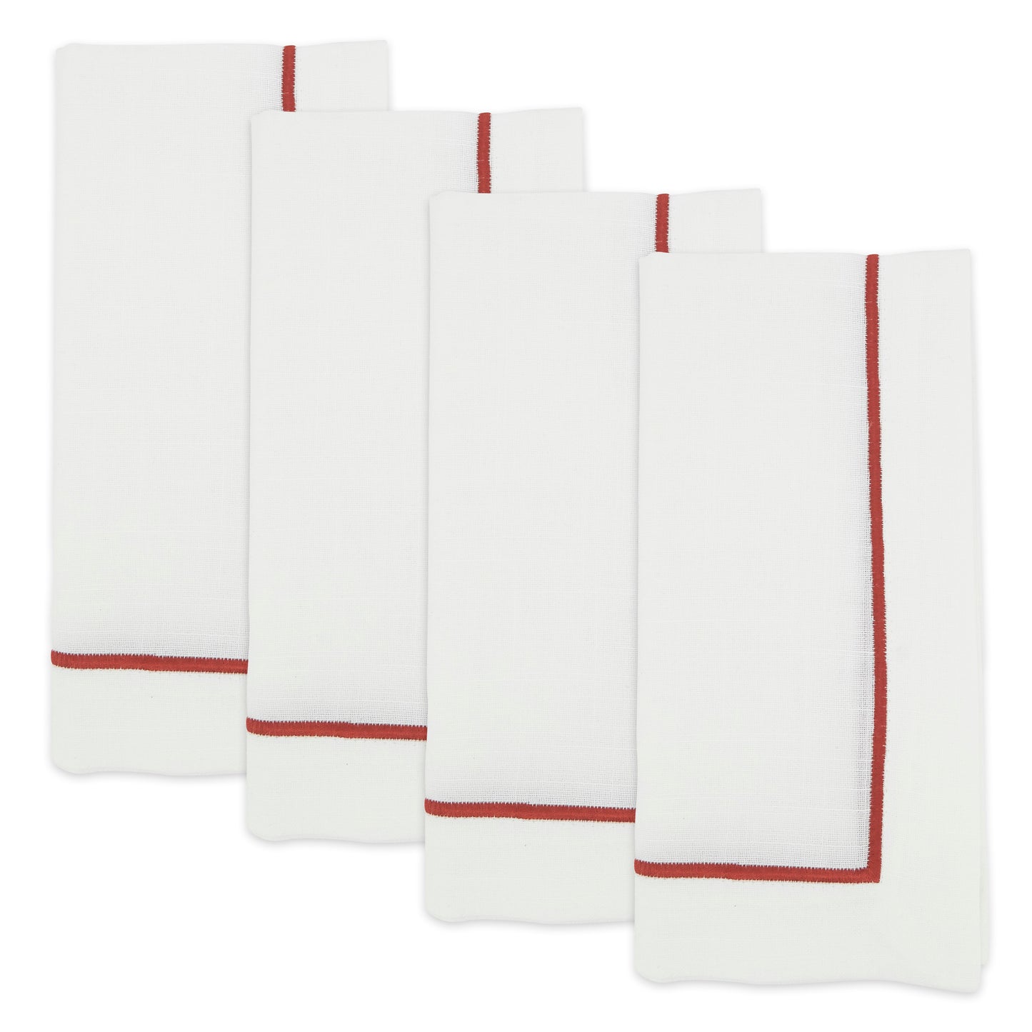 Rust Embroidered Line Design Napkins 100% Polyester, 20 Inch Square (4 pcs.)