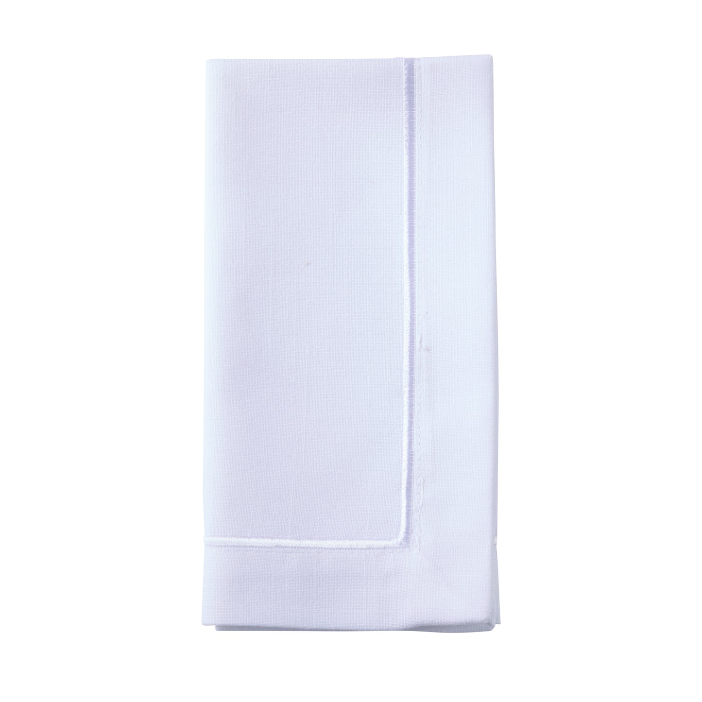 White Embroidered Line Design Napkins 100% polyester, 20 Inch Square (4 pcs.)