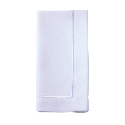 White Embroidered Line Design Napkins 100% polyester, 20 Inch Square (4 pcs.)
