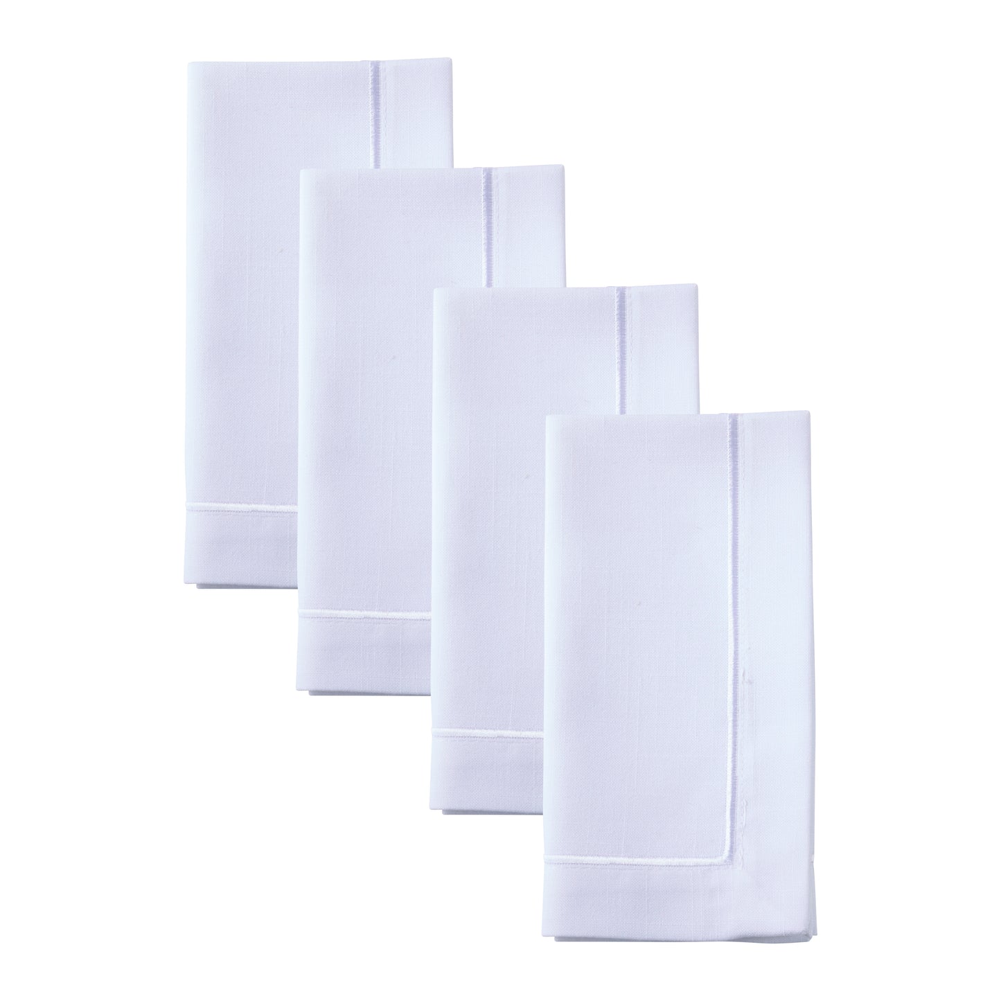 White Embroidered Line Design Napkins 100% polyester, 20 Inch Square (4 pcs.)