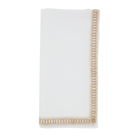 Ivory Jute Border Napkins 100% cotton, 20 Inch Square (4 pcs.)