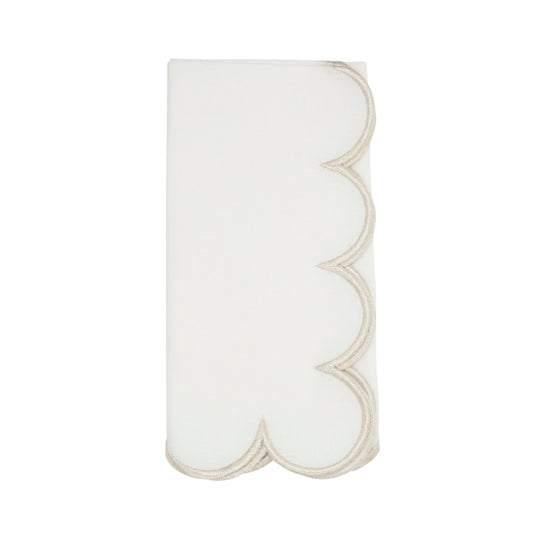 Champagne Scalloped Napkins 100% cotton, 20 Inch Square (4 pcs.)