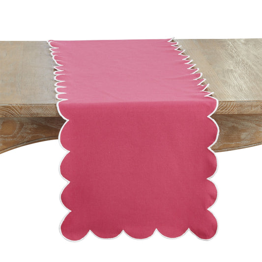 Everyday / All Season Fuchsia Scalloped Table Runner, 100% cotton