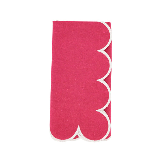 Fuchsia Scalloped Napkins 100% cotton, 20 Inch Square (4 pcs.)