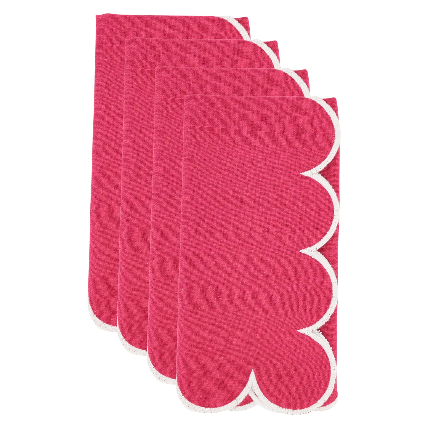 Fuchsia Scalloped Napkins 100% cotton, 20 Inch Square (4 pcs.)