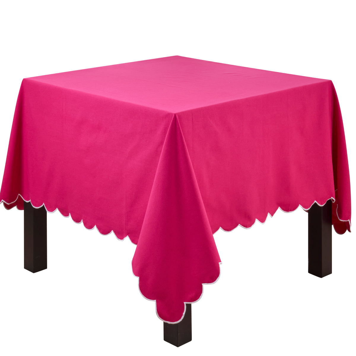 Fuchsia  Scalloped Tablecloth  100% cotton