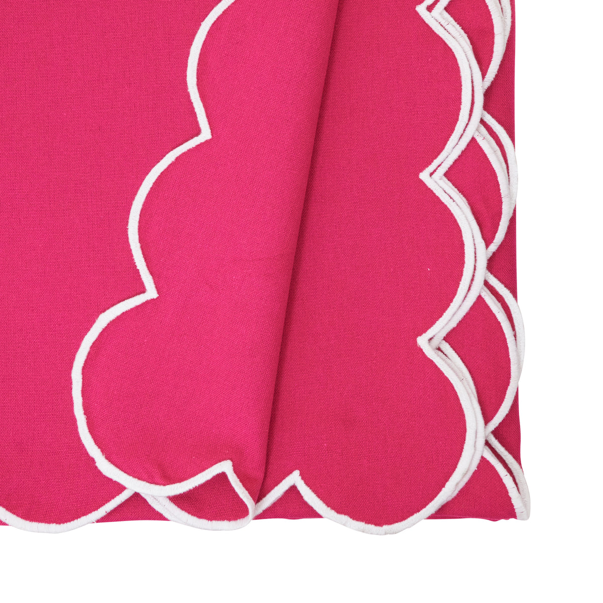 Fuchsia  Scalloped Tablecloth  100% cotton