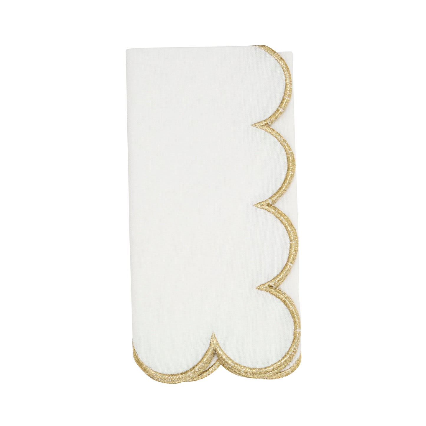Gold Scalloped Napkins 100% cotton, 20 Inch Square (4 pcs.)