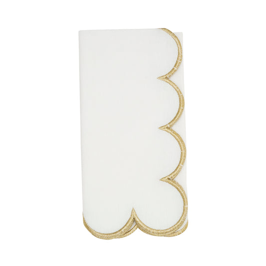 Gold Scalloped Napkins 100% cotton, 20 Inch Square (4 pcs.)
