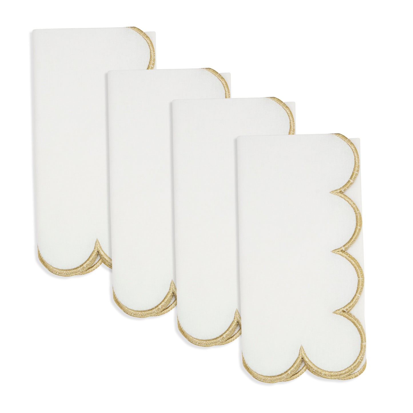 Gold Scalloped Napkins 100% cotton, 20 Inch Square (4 pcs.)
